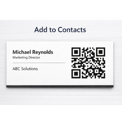 QR code displayed on business card