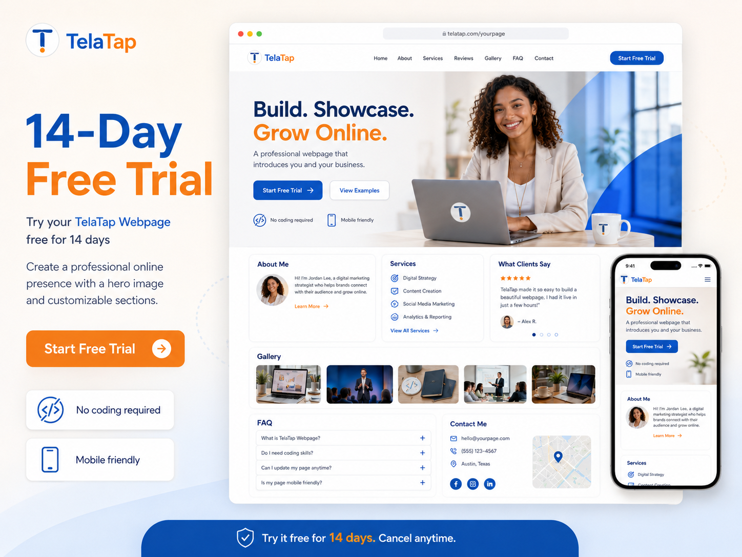TelaTap Webpage — 14-Day Free Trial